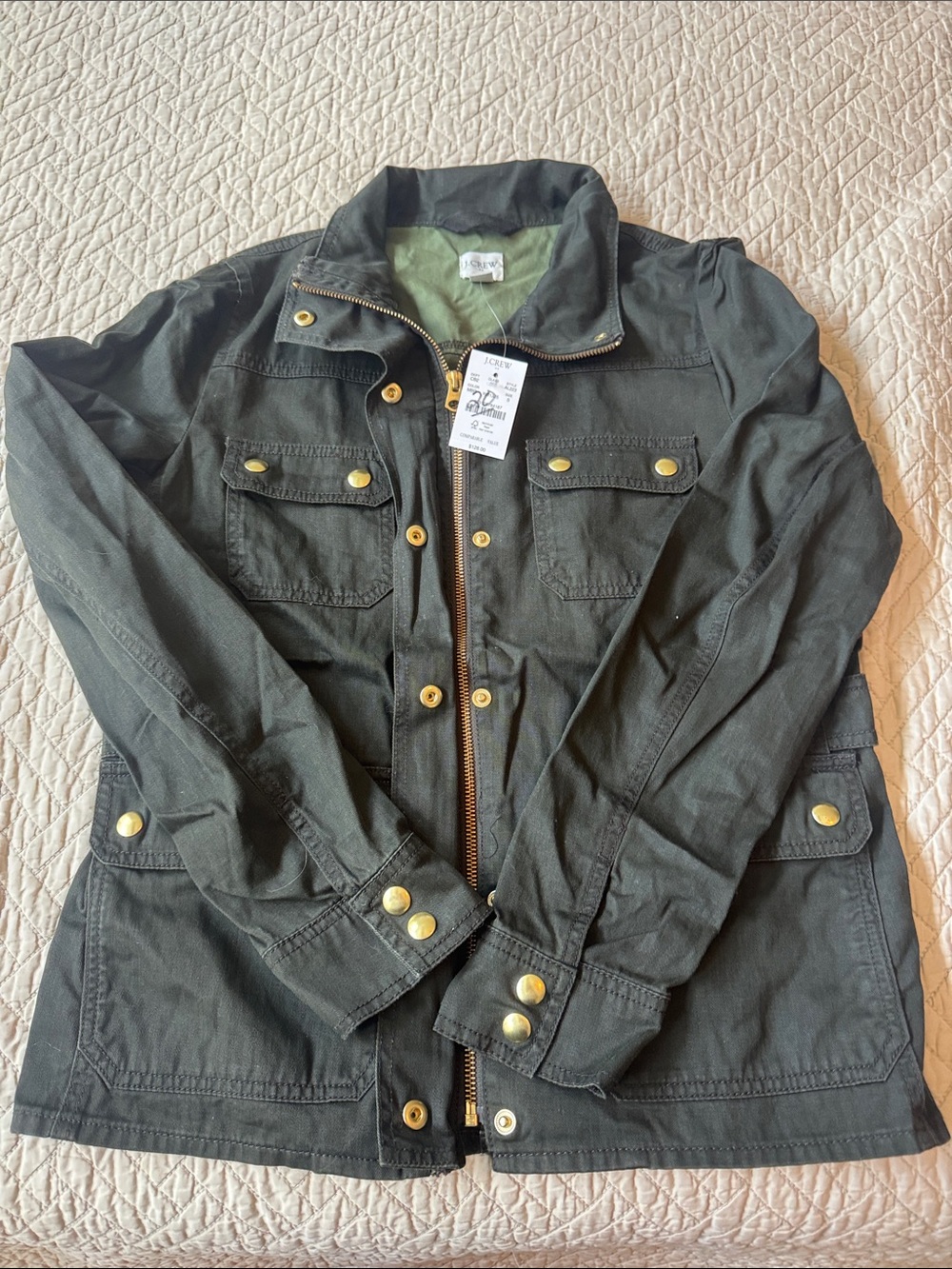 J. Crew Olive Green Utility Jacket with Gold Hardware